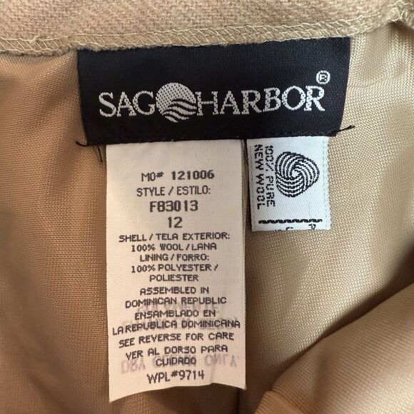Sag Harbor Wool Midi Skirt Size 12 Pleated Front Caramel Camel Brown Lined VTG - Picture 11 of 12